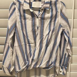 Blouse + short set blue and white stripes